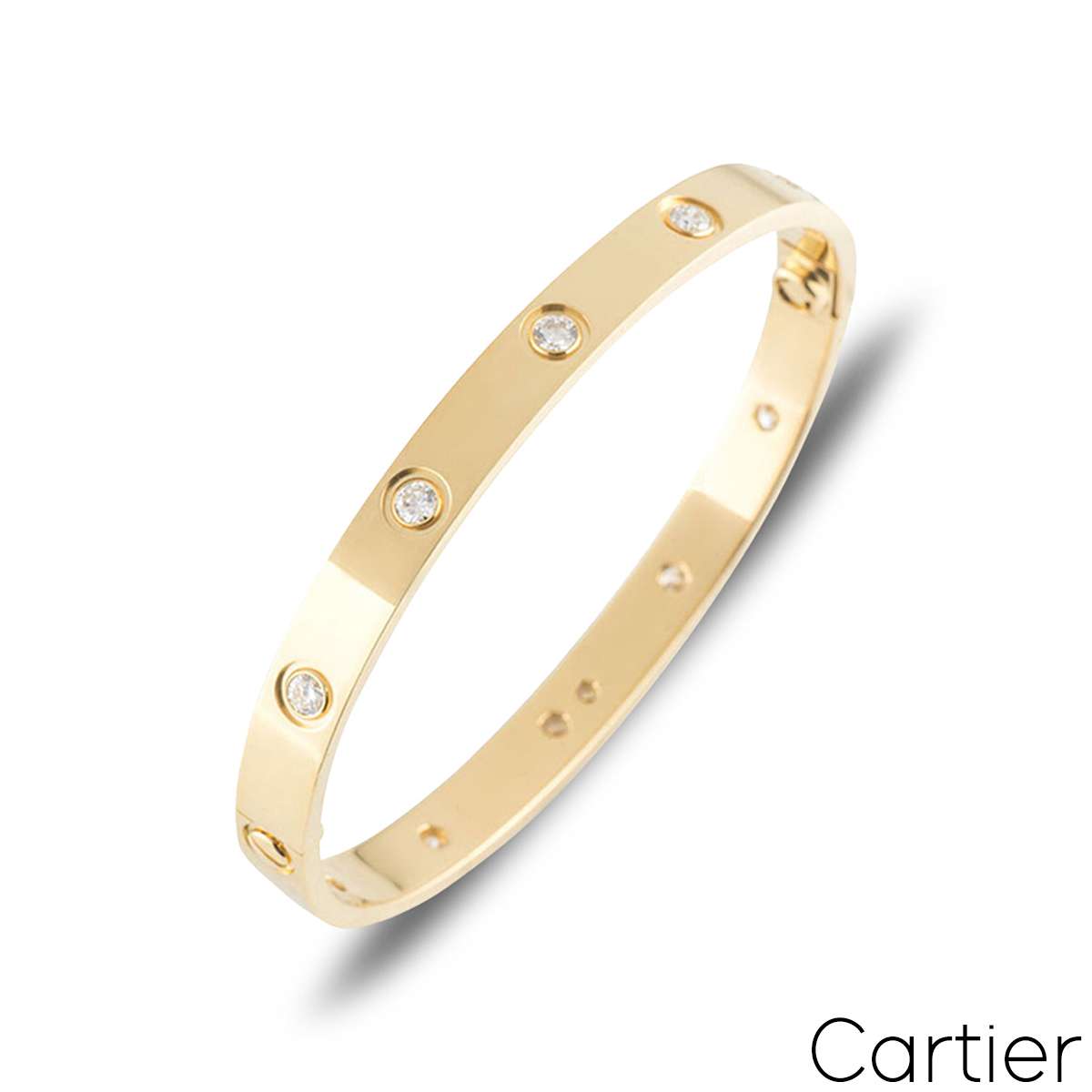 Cartier Yellow Gold Full Diamond Love Bracelet Size 18 B6040518